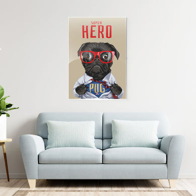 Secret Superhero Pug Metal-Poster