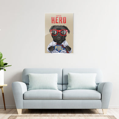 Secret Superhero Pug Metal-Poster