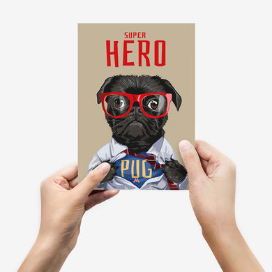 Secret Superhero Pug Metal-Poster
