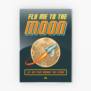 Fly Me to the Moon Pixel Art Metal-Poster