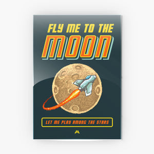 Fly Me to the Moon Pixel Art Metal-Poster