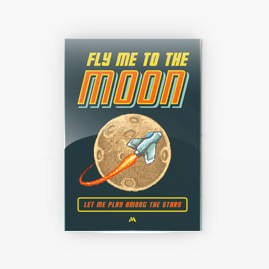 Fly Me to the Moon Pixel Art Metal Poster