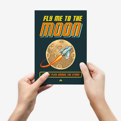 Fly Me to the Moon Pixel Art Metal Poster