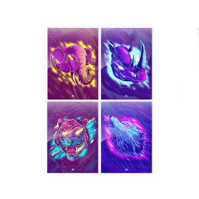 Animals in Fluroflare Metal Poster-Combo