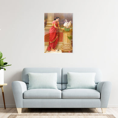 Damayanti and the Swan [Raja Ravi Varma] Metal-Poster