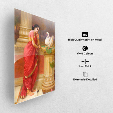 Damayanti and the Swan [Raja Ravi Varma] Metal-Poster