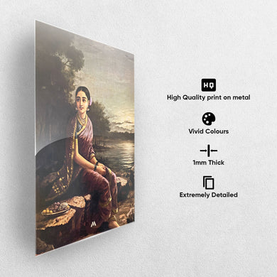 Radha In The Moonlight [Raja Ravi Varma]1890 Metal-Poster