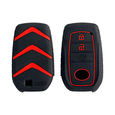 Toyota Innova Crysta Premium Silicone Smart Key Cover (Black & Red)