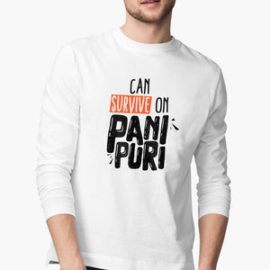Can Survive On Pani Puri Full-Sleeve-T-Shirt