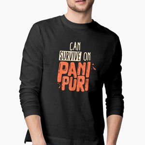 Can Survive On Pani Puri Full-Sleeve T-Shirt