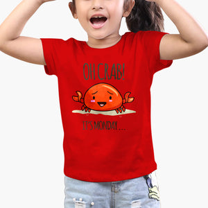 Oh Crab Its Monday (Dark) Round-Neck Kids-T-Shirt