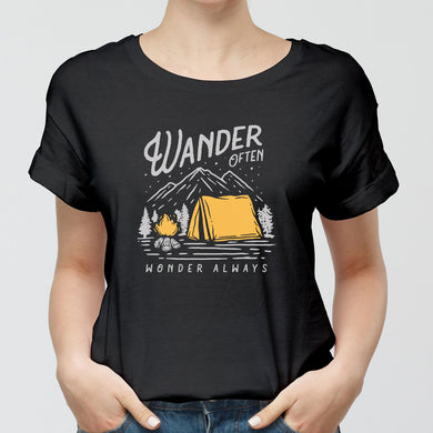 Wander Often Wonder Always (Dark) Round-Neck Unisex T-Shirt