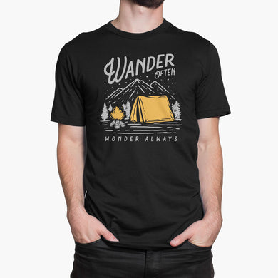 Wander Often Wonder Always (Dark) Round-Neck Unisex T-Shirt