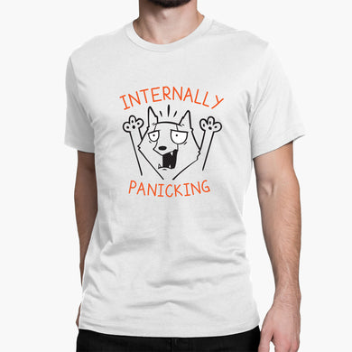 Internally Panicking Round-Neck Unisex-T-Shirt