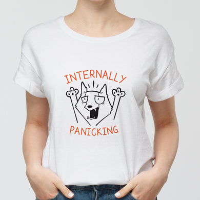 Internally Panicking Round-Neck Unisex-T-Shirt
