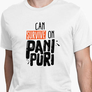 Can Survive on Pani Puri (Light) Round-Neck Unisex-T-Shirt