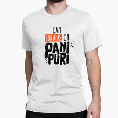 Can Survive on Pani Puri (Light) Round-Neck Unisex-T-Shirt
