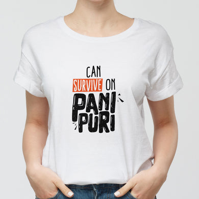 Can Survive on Pani Puri (Light) Round-Neck Unisex-T-Shirt