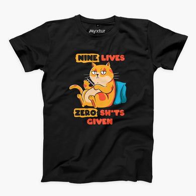 9 Lives and Zero Shits Round-Neck Unisex-T-Shirt