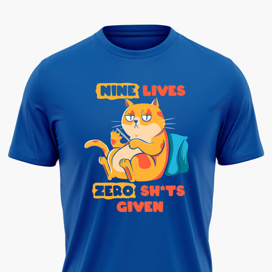 9 Lives and Zero Shits Round-Neck Unisex-T-Shirt