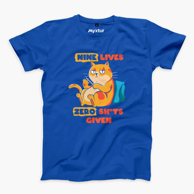 9 Lives and Zero Shits Round-Neck Unisex-T-Shirt